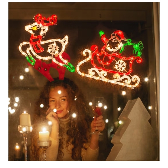 Festive Santa and Reindeer Light Display - Picture 2 of 5